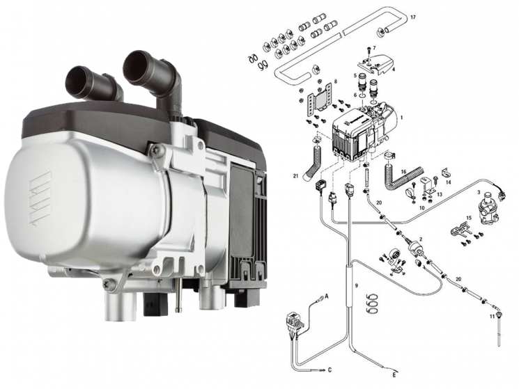 Eberspacher Hydronic Гидроник S3 (5кВт) + Монтажный комплект купить в Самаре